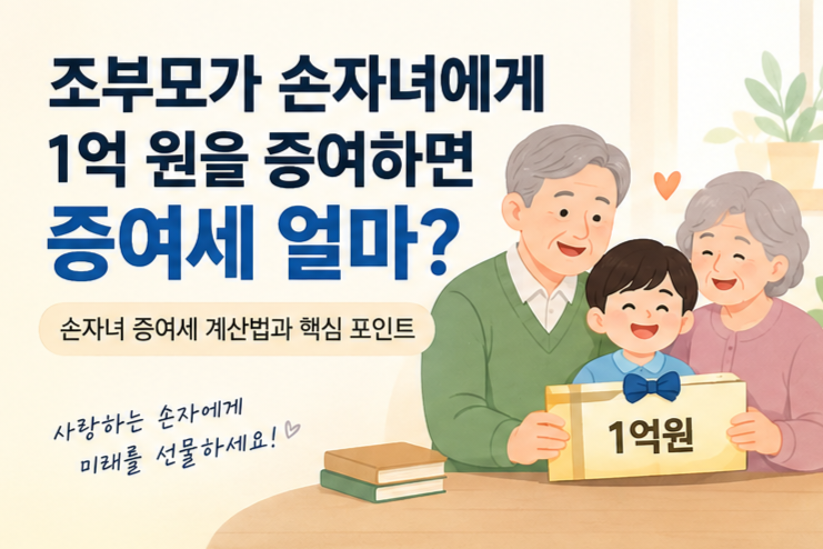 조부모가 손자에게 1억 증여하면 증여세 얼마? 성년·미성년 계산법과 30% 할증