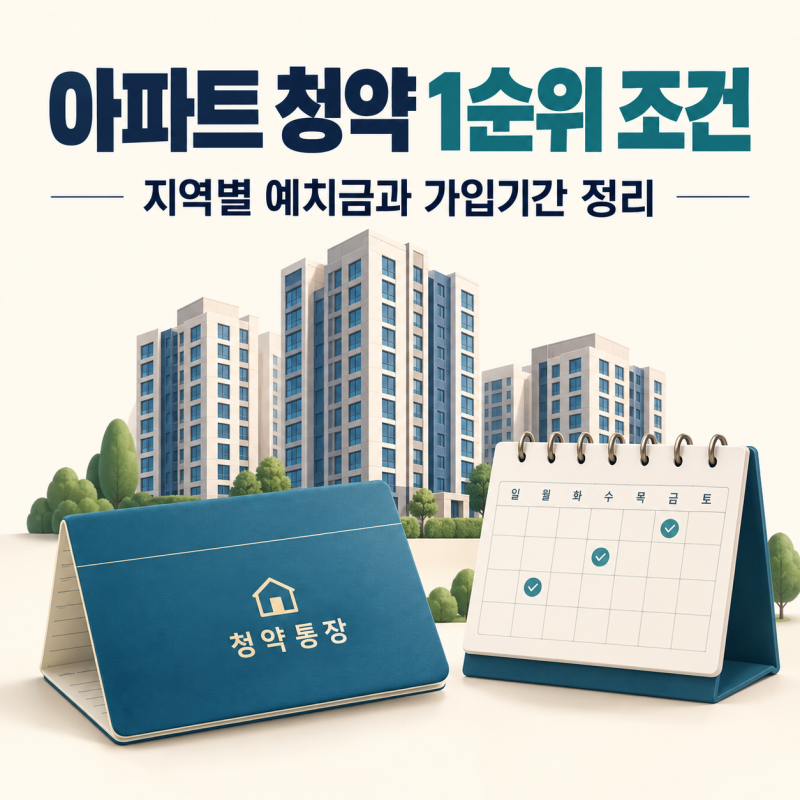 아파트 청약 1순위 조건, 지역별 예치금과 가입기간 정리