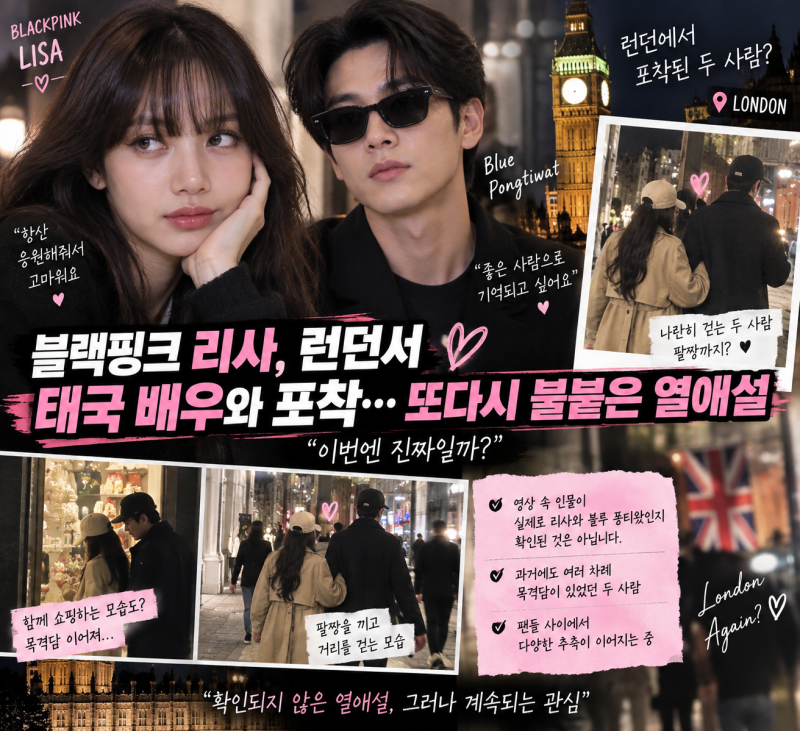 블랙핑크 리사, 런던서 ‘태국 배우’와 팔짱 포착…또다시 불붙은 열애설, 이번엔 진짜일까....