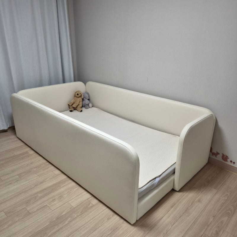 [육아템 리뷰] 26개월 아기 침대, 키디몽드 꾸메 슈퍼싱글 엠보15번 가죽 변경 구매 후기
