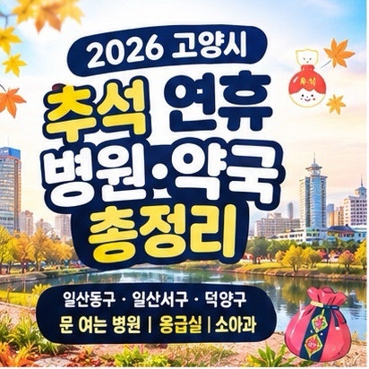 2026 고양시 추석 연휴 병원 약국 총정리｜일산동구·일산서구·덕양구 문 여는 병원 응급실 ....