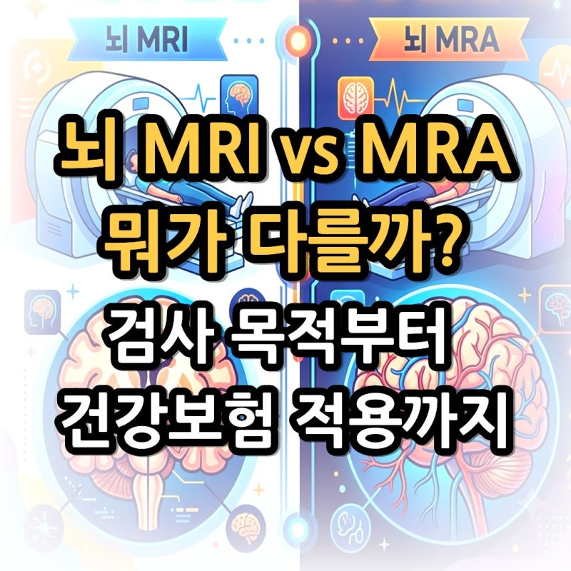 뇌 MRI와 MRA 차이점 및 건강보험 적용 기준 (+검사 목적·촬영 부위 비교 )