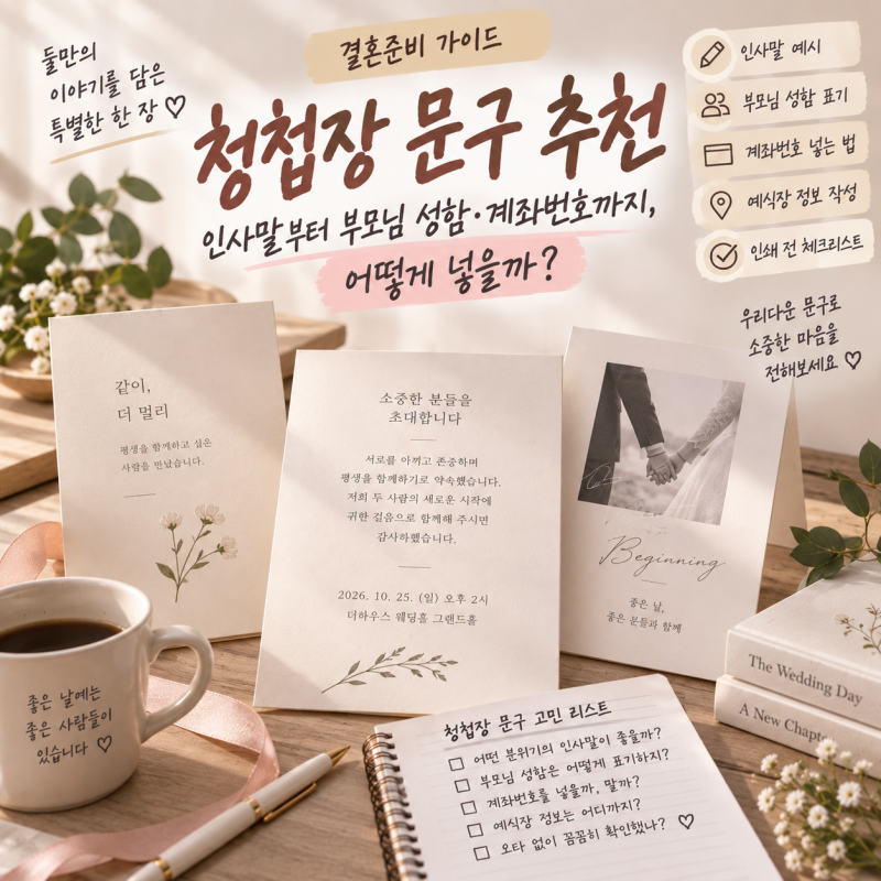 청첩장 문구 추천 인사말부터 부모님 성함·계좌번호까지, 인쇄 전 확인할 것