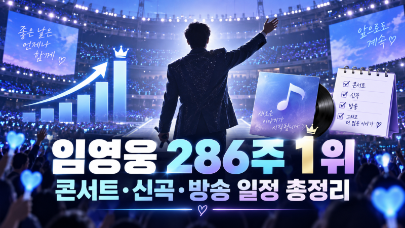 임영웅 또또 다음 신곡은? 286주 차트 1위부터 방송·콘서트 일정까지