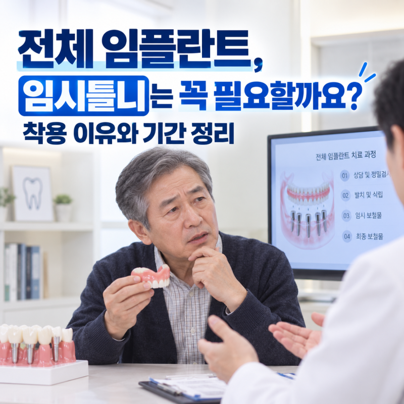 전체 임플란트, 임시틀니는 꼭 필요할까요? 착용 이유와 기간 정리