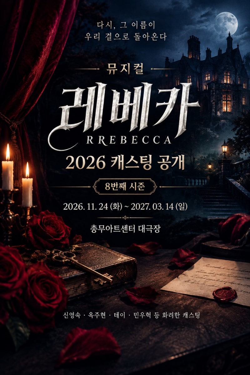 뮤지컬 레베카 2026 캐스팅 공개!! 신영숙·옥주현·테이·민우혁 출연, 8번째 시즌 일정 총정리
