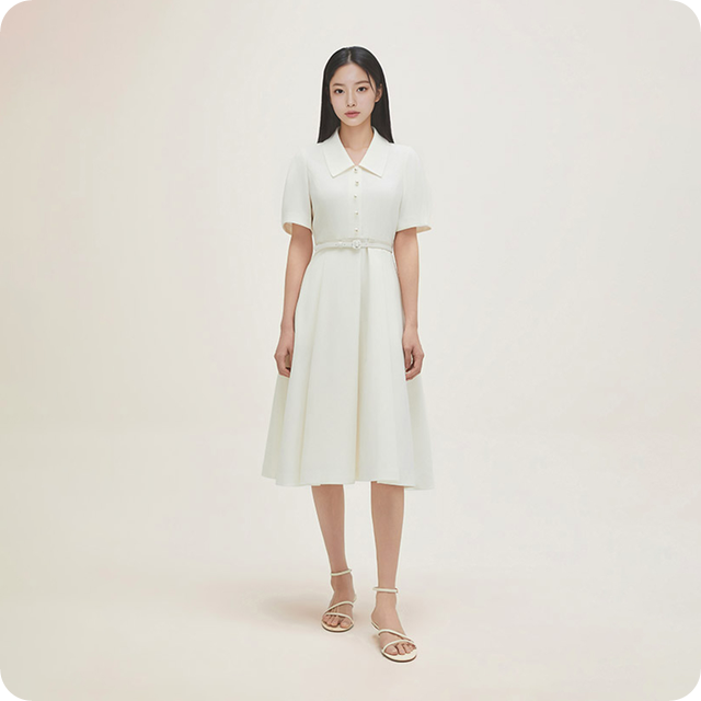 로엠 반팔 플레어 롱 원피스 RMOWG24S12, 여름 일상에서 활용하기 좋은 추천
