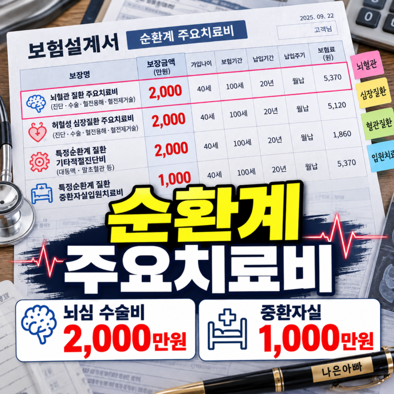 순환계주요치료비 진단비 있는데 필요할까? 매년 받는 조건