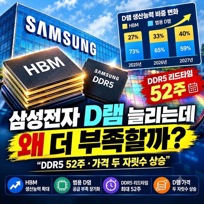 삼성전자 주가 다시 주목받는 이유…HBM 때문에 D램 가격까지 오른다