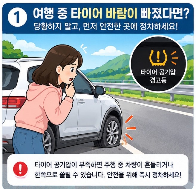 여행 중 타이어 바람 빠졌을 때? 타이어 바람 넣는 곳부터 긴급출동까지 총정리
