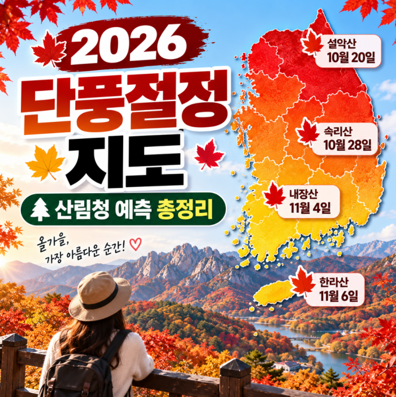 2026 단풍절정 지도, 설악산 10월 20일 — 산림청 예측 총정리