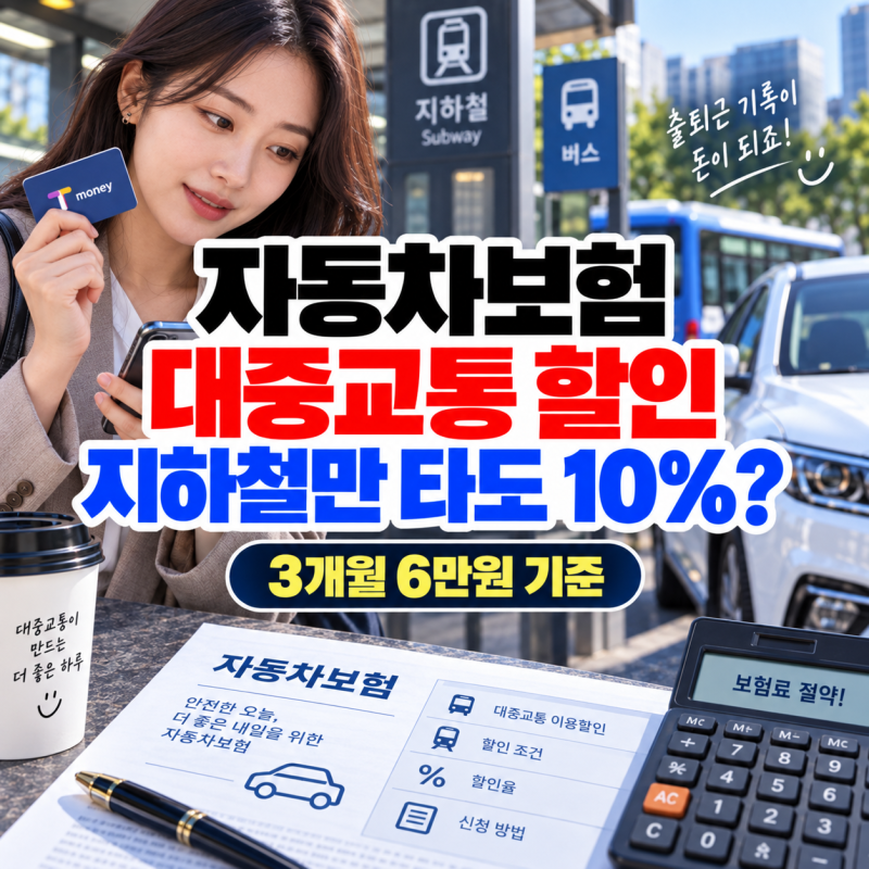 자동차보험 대중교통 할인, 지하철만 타도 보험료 10% 줄까? 3개월 6만원·12만원 실제 계산