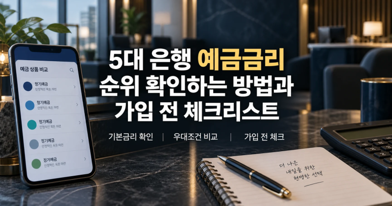 5대 은행 예금금리 순위 확인하는 방법과 가입 전 체크리스트