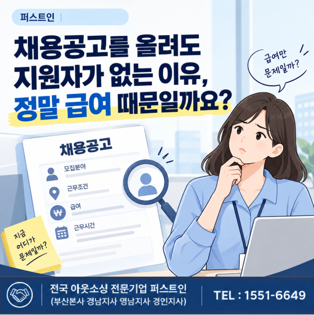 [퍼스트인/대구아웃소싱] 채용공고를 올려도 지원자가 없는 이유, 정말 급여 때문일까요?