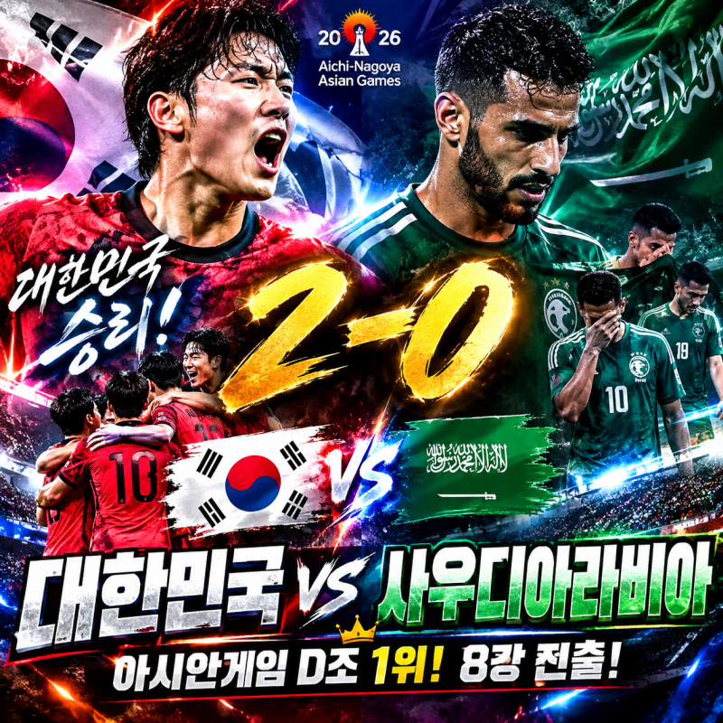 ⚽ 신민하·김명준 연속 헤더골! 대한민국, 사우디 꺾고 8강으로