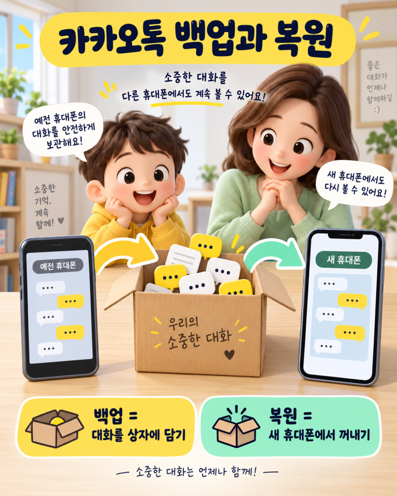 휴대폰 바꿀 때 카카오톡 대화 백업·복원하는 방법! 초등학생도 따라 하는 쉬운 설명