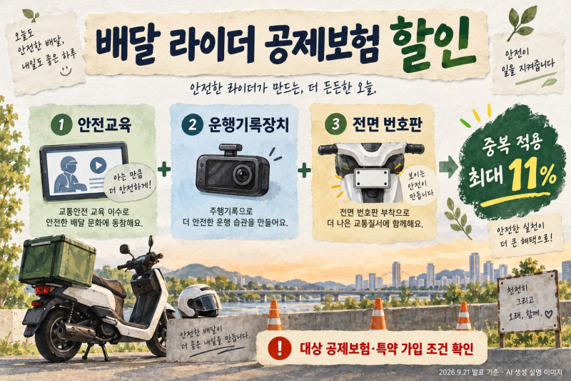 배달 라이더 공제보험 최대 11% 할인, 5%씩 세 가지인데 왜 15%가 아닐까?