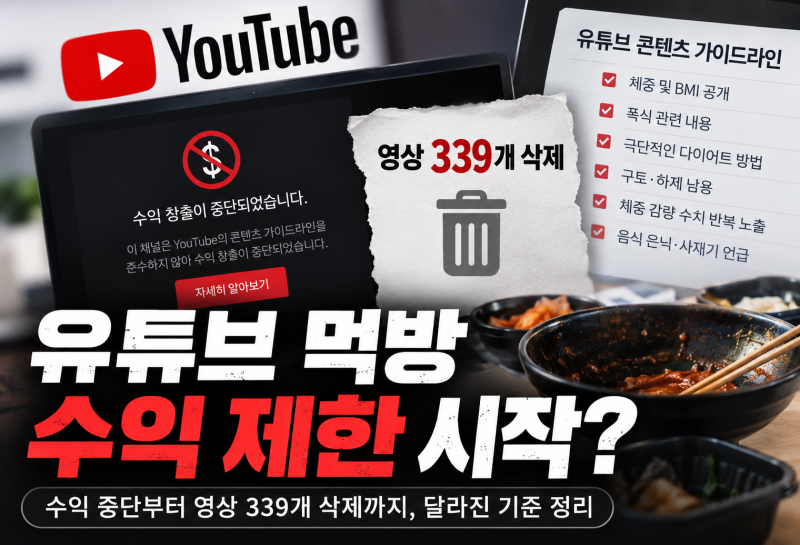 유튜브 먹방 수익 제한? 영상 339개 삭제한 이유와 달라진 기준