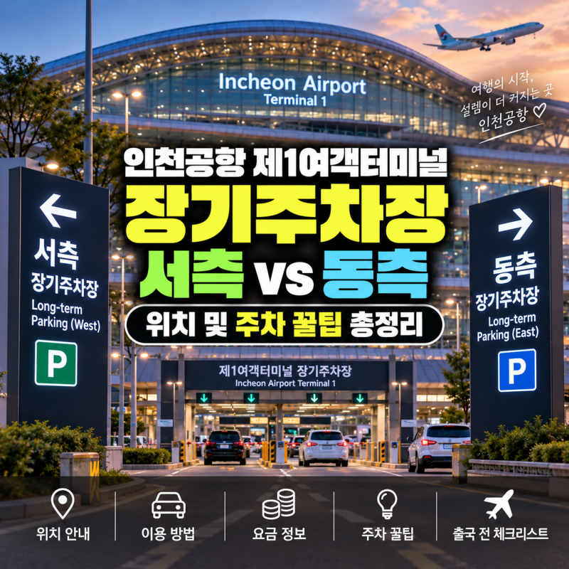 인천공항 제1여객터미널 장기주차장 서측 동측 위치 및 주차 꿀팁 총정리