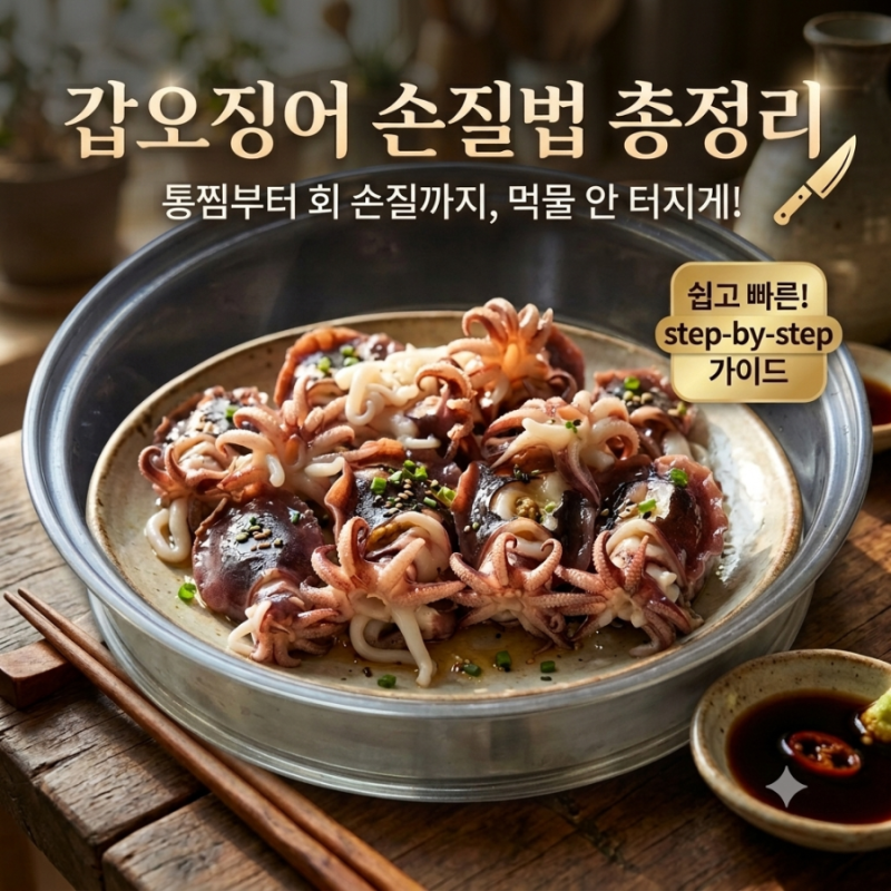 갑오징어 손질법 총정리｜통 찜용부터 회 손질까지 먹물 안 터지게 손질하기