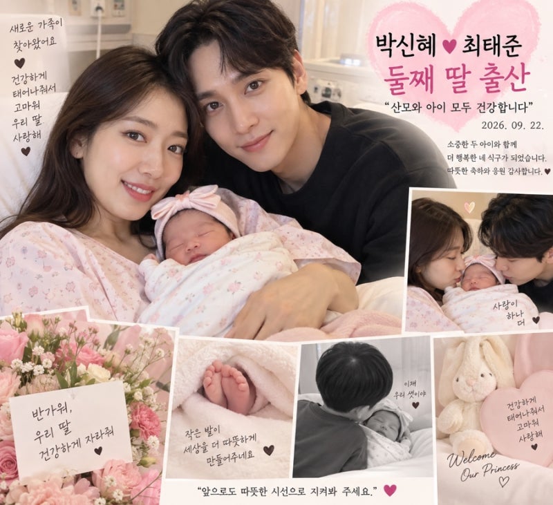 박신혜♥최태준, 오늘 둘째 딸 출산…4년 만에 찾아온 ‘새 가족’ 산모·아이 모두 건강 ✨