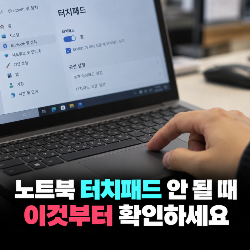 노트북 터치패드 안됨, 터치패드 설정 후 터치패드 드라이버까지 확인하세요