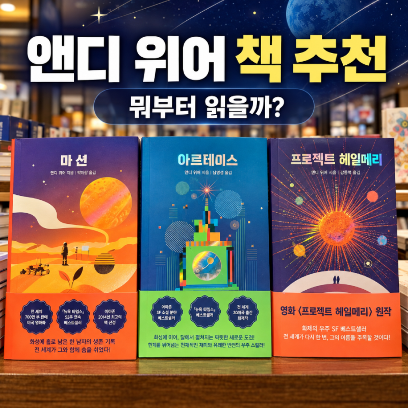앤디 위어 책 추천｜서점에 따로 진열된 우주 3부작, 어떤 책부터 읽을까?