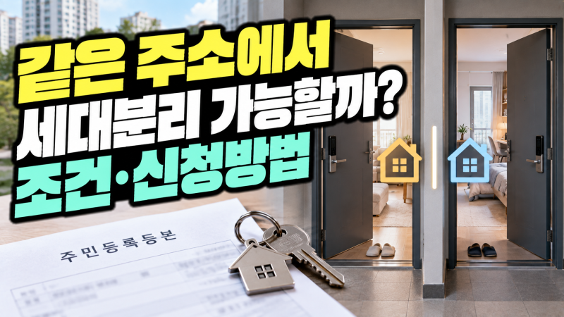 같은 주소에서 세대분리 가능할까? 조건·신청방법