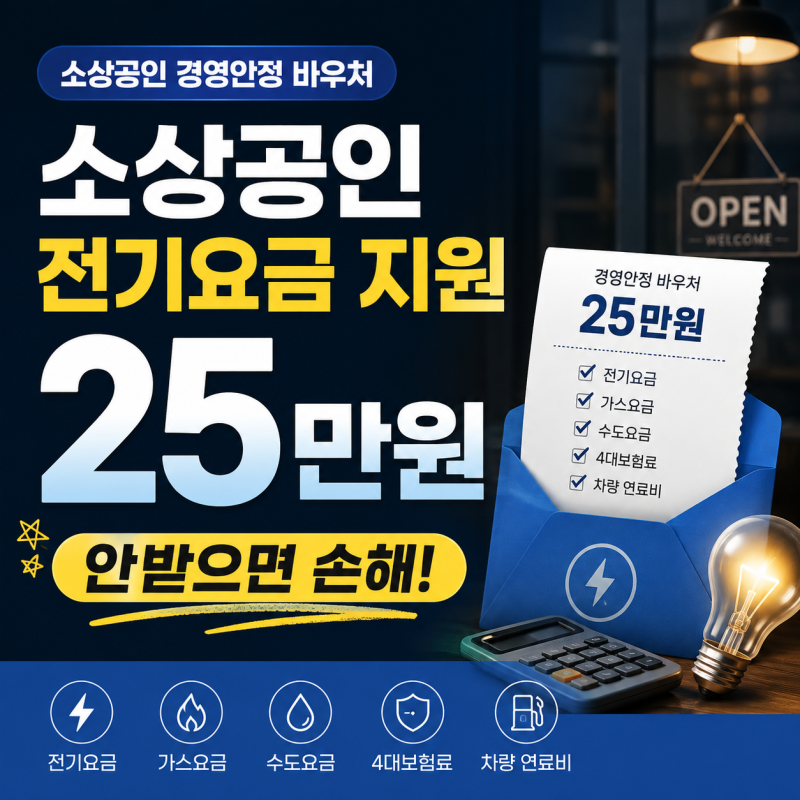 소상공인 전기요금 지원 25만원, 12월 18일 마감 전 신청방법 총정리 [2026 경영안정 바우처]
