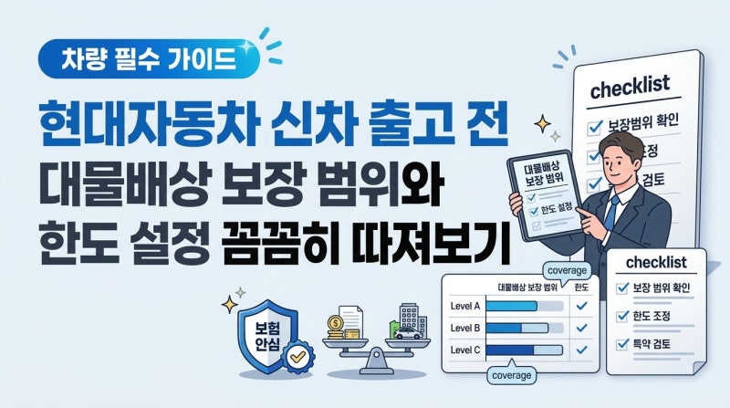 현대자동차 신차 출고 전 대물배상 보장 범위와 한도 설정 꼼꼼히 따져보기