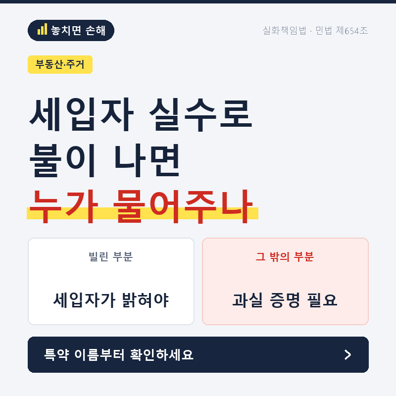 세입자 실수로 불이 나면 누가 물어주나요