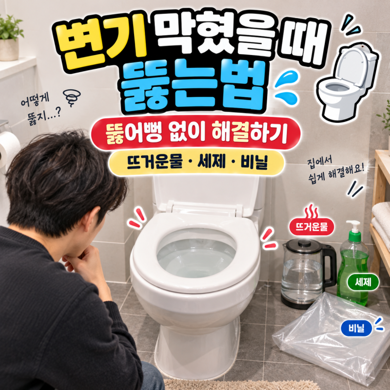 뚫어뻥 없이 변기 막혔을 때 뚫는법(뜨거운물, 세제, 비닐, 해결방법)