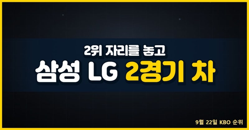 2026 프로야구 순위표 총정리, 삼성 LG 2경기 차 2위 싸움과 KT 선두 굳히기 (9월 22일 기준)