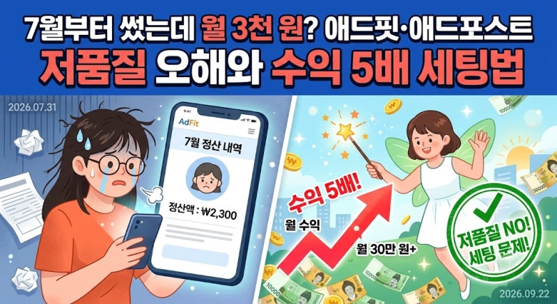 7월부터 썼는데 월 3천 원? 카카오 애드핏·애드포스트 저품질 오해와 수익 5배 세팅법