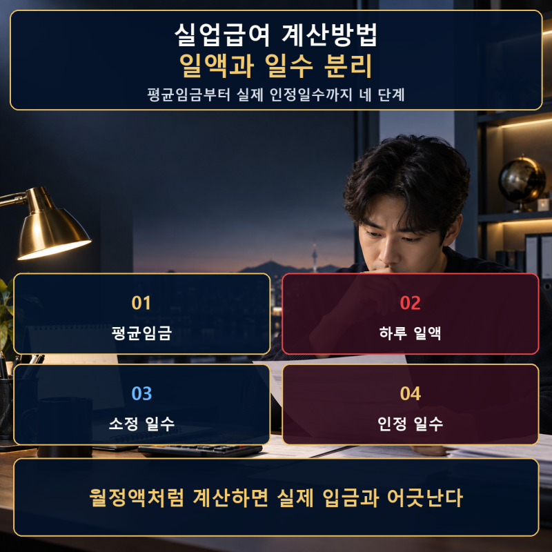 실업급여 계산방법, 일액과 일수 분리부터 해야