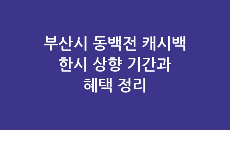 부산시 동백전 캐시백 한시 상향 기간과 혜택 정리