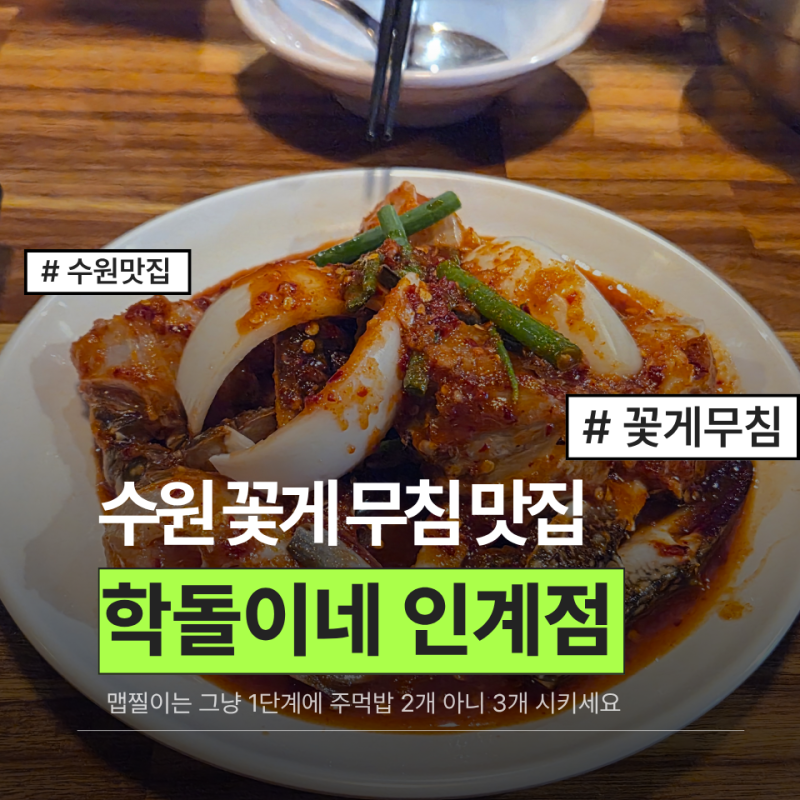 [수원 맛집] 수원 꽃게무침 추천! 인계동 학돌이네 맵찔이는 도전 불가
