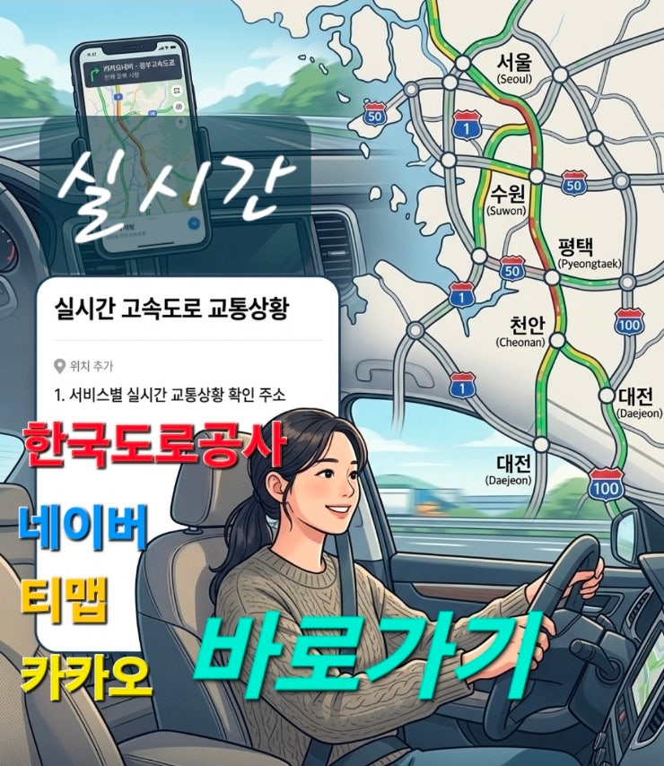 실시간 고속도로 교통상황 바로가기(도로공사,네이버 카카오,티맵)