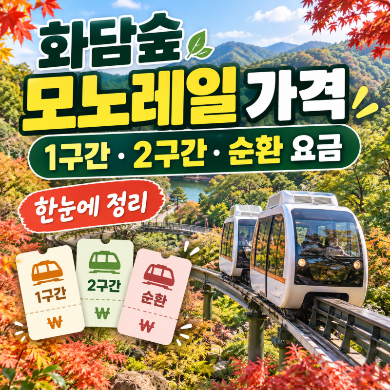 화담숲 모노레일 가격｜1구간 2구간 순환 요금