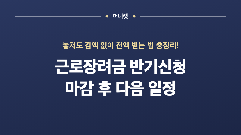 근로장려금 반기신청 놓쳤다면? 감액 없이 전액 받는 다음 일정