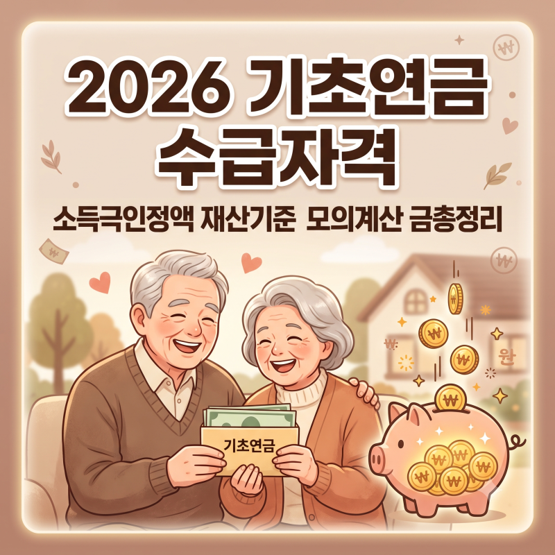 2026 기초연금 수급자격 소득인정액 재산기준 모의계산 금액 총정리