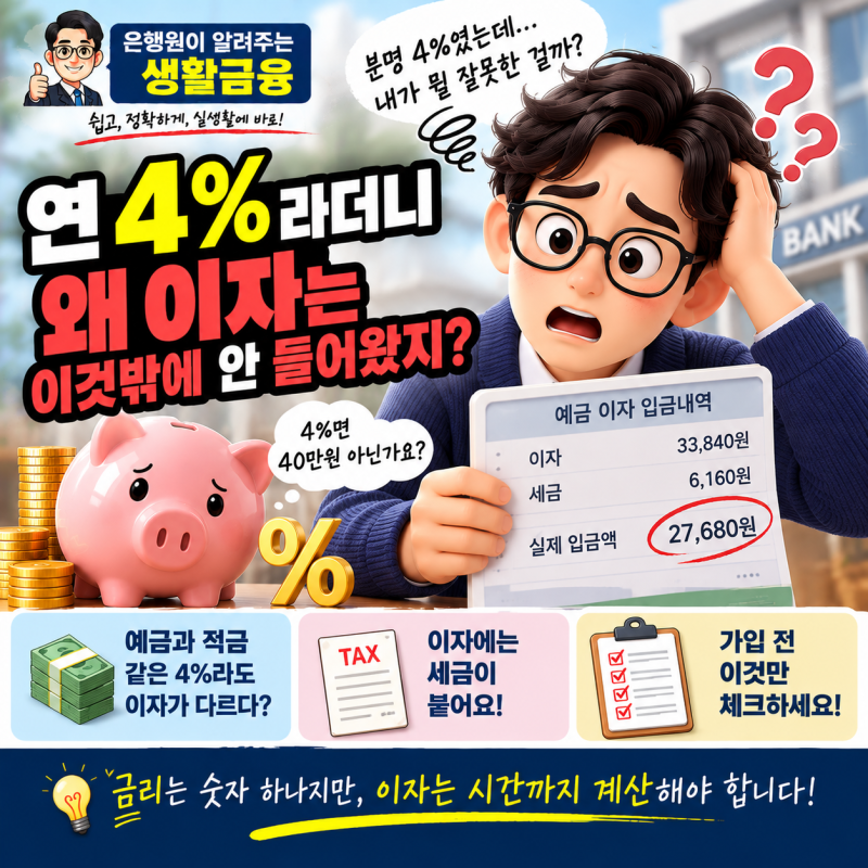 은행원이 알려주는 생활금융- 연 4%라더니 왜 이자는 이것밖에? 예금·적금 이자 계산 쉽게 정....