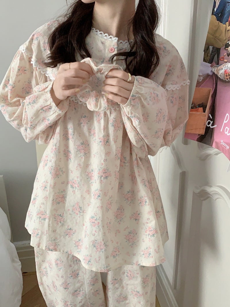 [에이프릴21] 가을 여성 잠옷 추천 딸기우유 레이스 원피스+상하의 세트