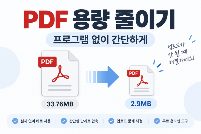 PDF 파일 용량이 커서 업로드가 안 될 때, 프로그램 없이 줄이는 방법