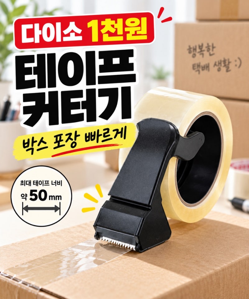 다이소 1천원 테이프 커터기 블랙 박스 포장용 추천
