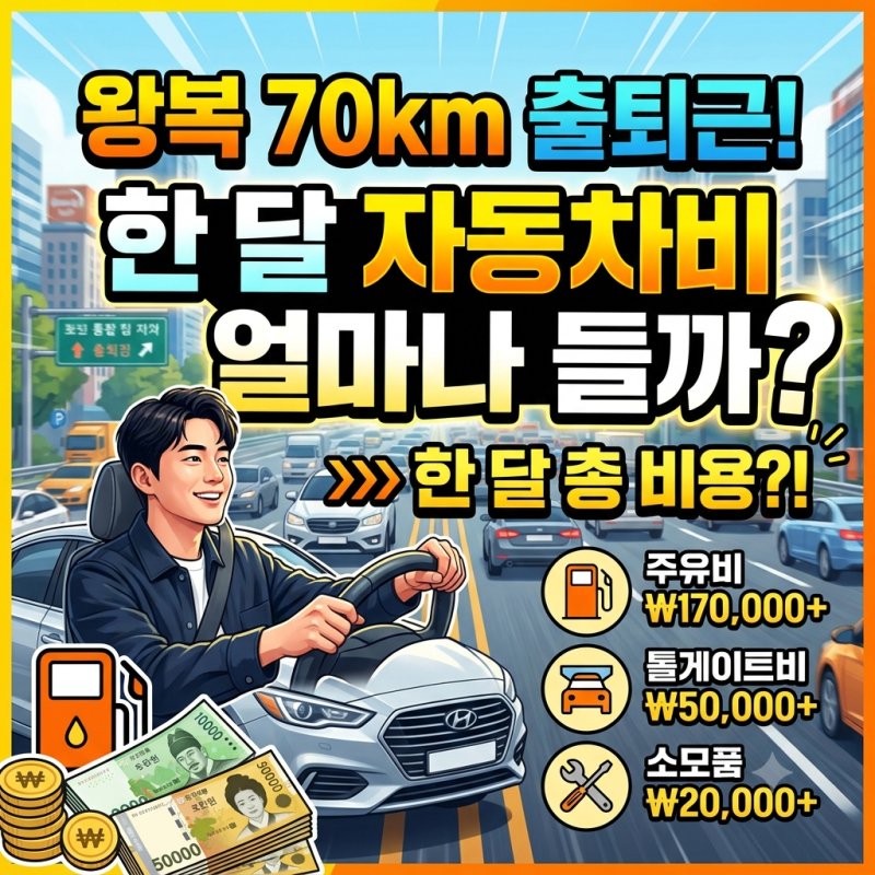 왕복 70km 출퇴근하면 한 달 자동차비는 얼마나 들까?