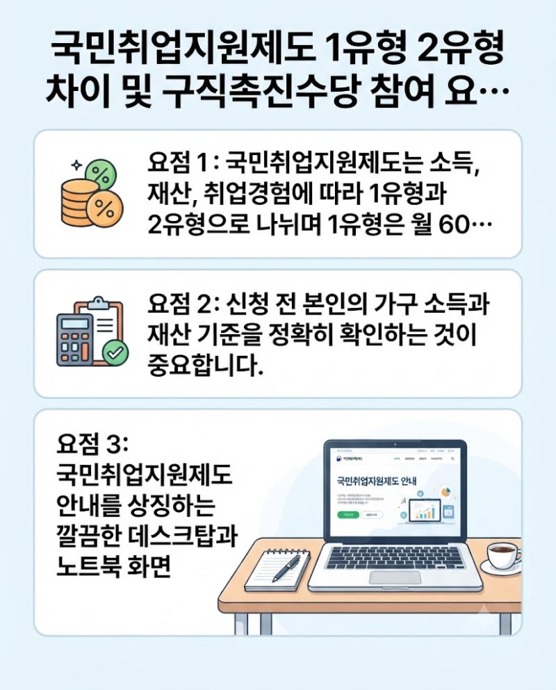 국민취업지원제도 1유형 2유형 차이 및 구직촉진수당 참여 요건 총정리