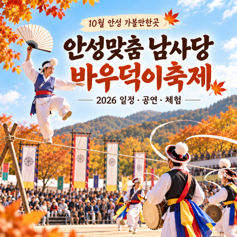 2026 안성맞춤 남사당 바우덕이축제 일정 | 10월 안성 가볼만한곳 공연·체험·셔틀버스