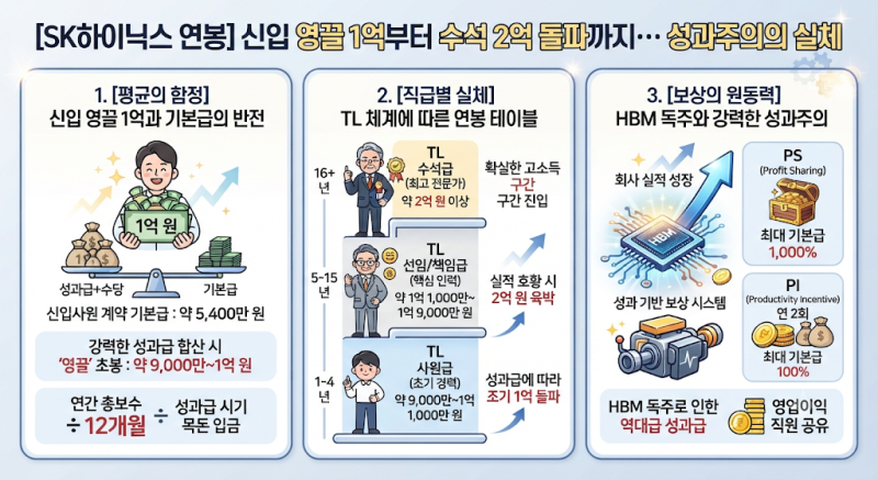 [SK하이닉스 연봉] 신입 초봉 1억에 수석 2억 돌파? 기본급 1000% 성과급 뒤에 숨은 3가지 진실은....