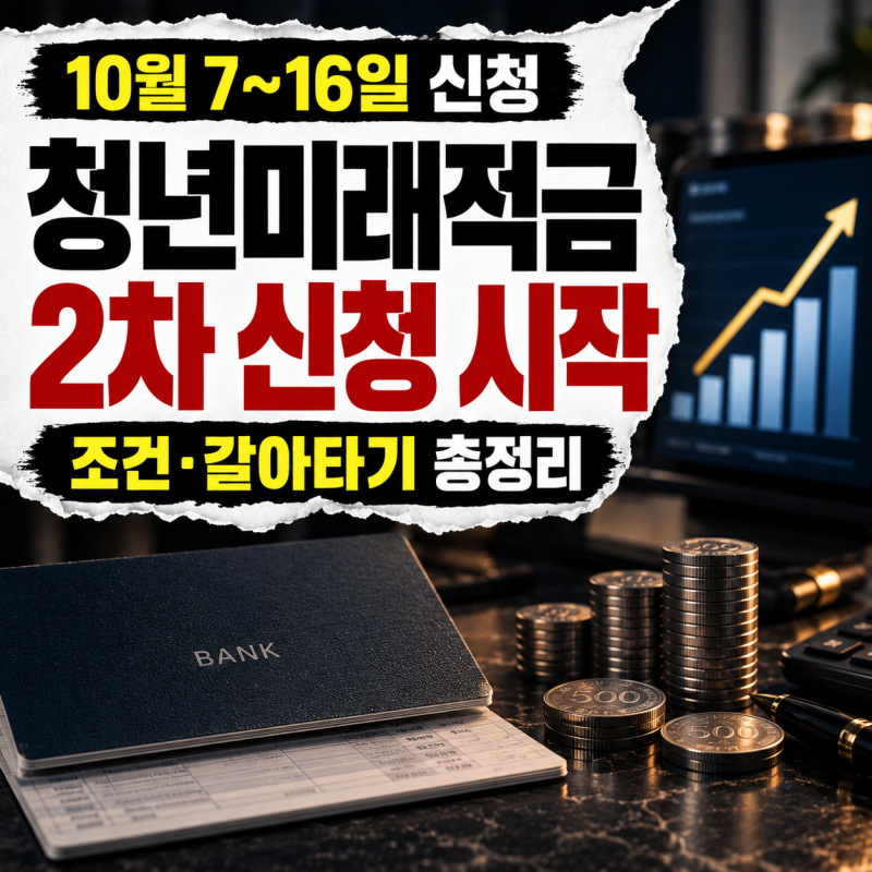 청년미래적금 2차 신청 10월 7일 시작, 신청기간·조건·청년도약계좌 갈아타기